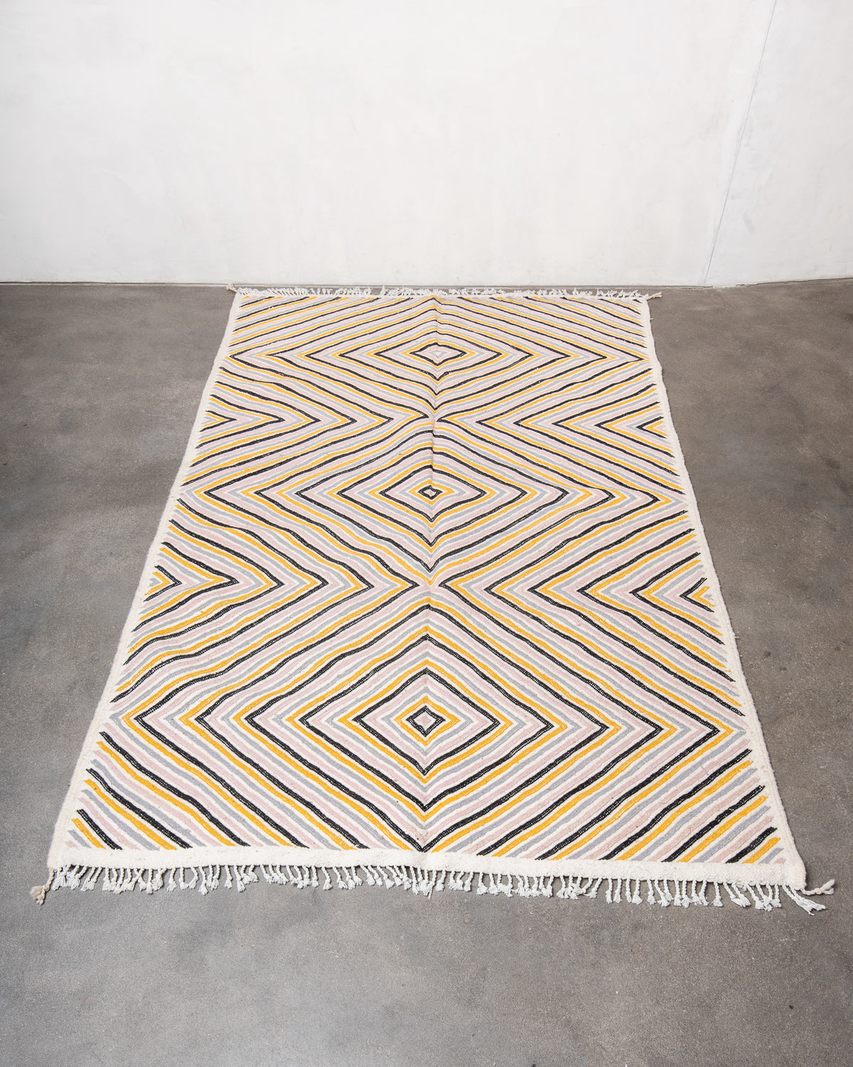 Modern, designer, handcrafted Berber rug from Morocco. Kelim carpet with beautiful designs and robust flat weave. 100% wool.